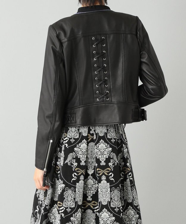 GRACE CONTINENTAL レースアップライダースジャケット ブラック