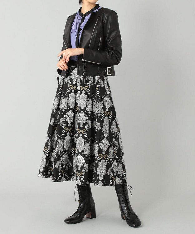 GRACE CONTINENTAL レースアップライダースジャケット ブラック