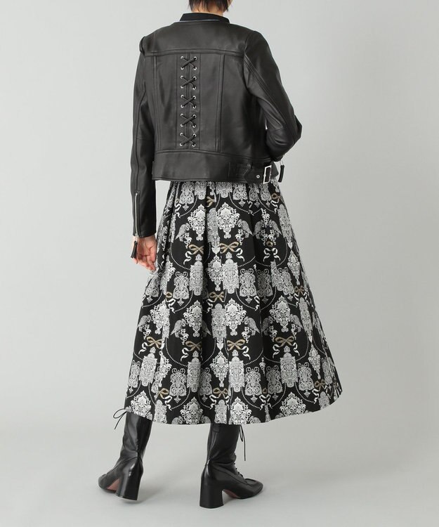 GRACE CONTINENTAL レースアップライダースジャケット ブラック