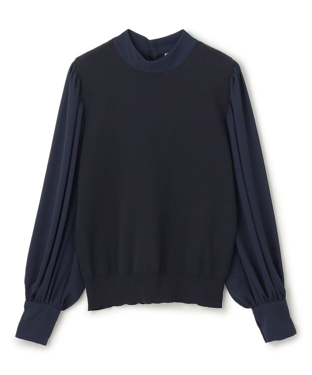 BEIGE， 【洗える・Precious3月号掲載】PROTEA / 異素材バックタイディティールニット Navy