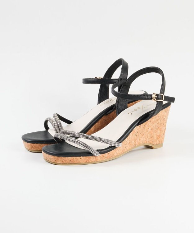 BONTRE 【pied du lapan/ピエドラパン】ビジューベルトウエッジサンダル/50756ZI ブラック