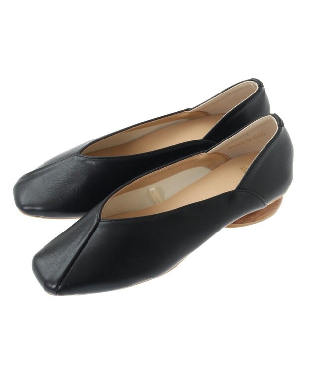 Green Parks ・ｍｉｎｉａ　ウッドヒールパンプス Black