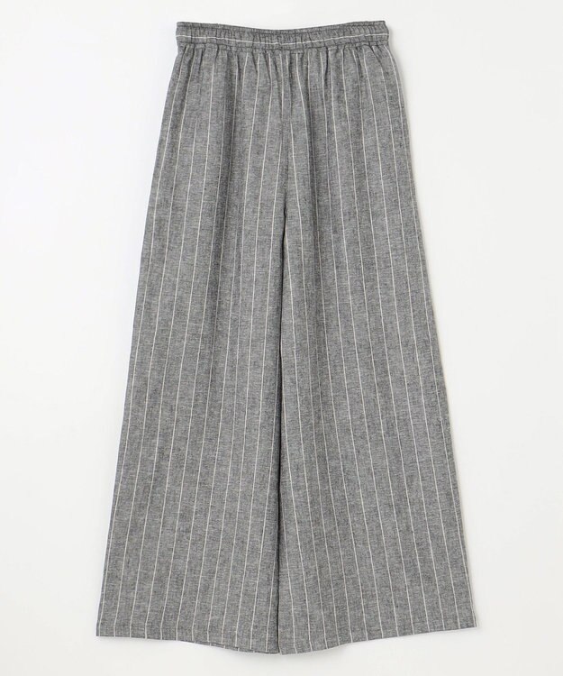 ANY 【ウエストゴム】リネンレーヨンワイドパンツ グレーストライプ