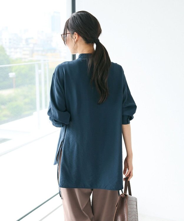 CRAFT STANDARD BOUTIQUE レーヨントロミサイドリボンチュニック Navy