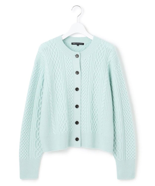 23区 S 【洗える】カシミヤブレンド ケーブルニットカーディガン ライトグリーン系