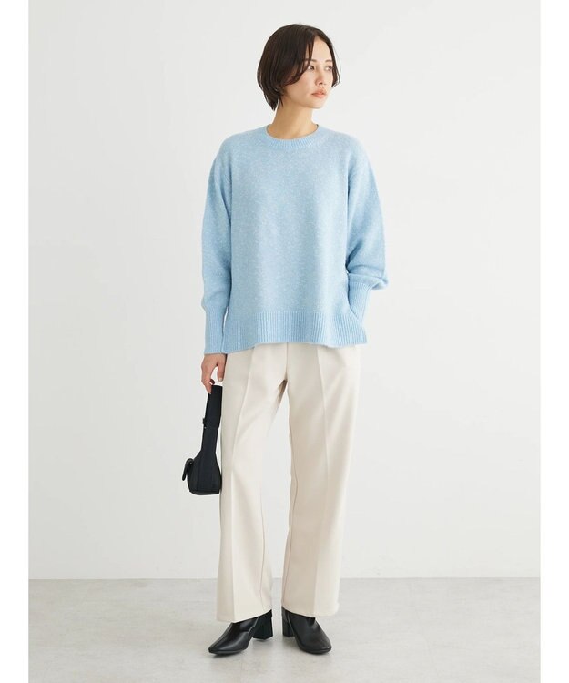 Green Parks ラメ糸ミックスニットプルオーバー Blue