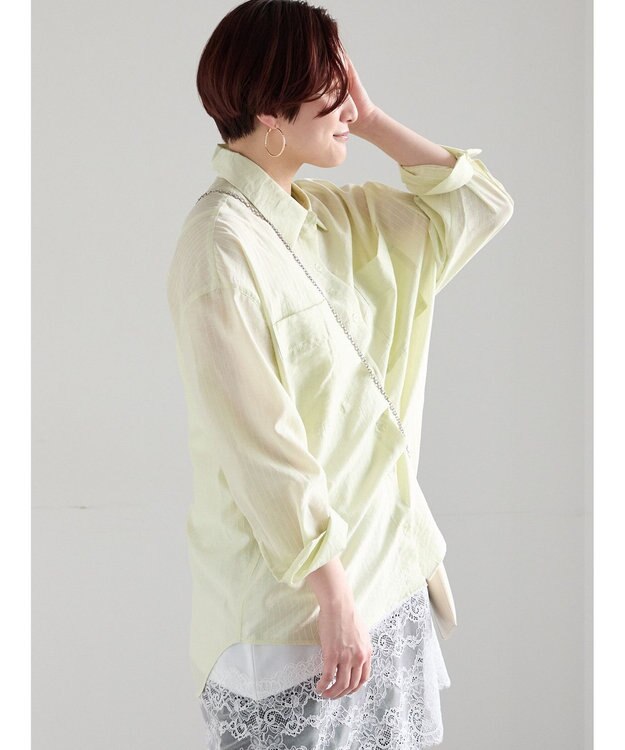 Te chichi シアーストライプシャツ イエロー