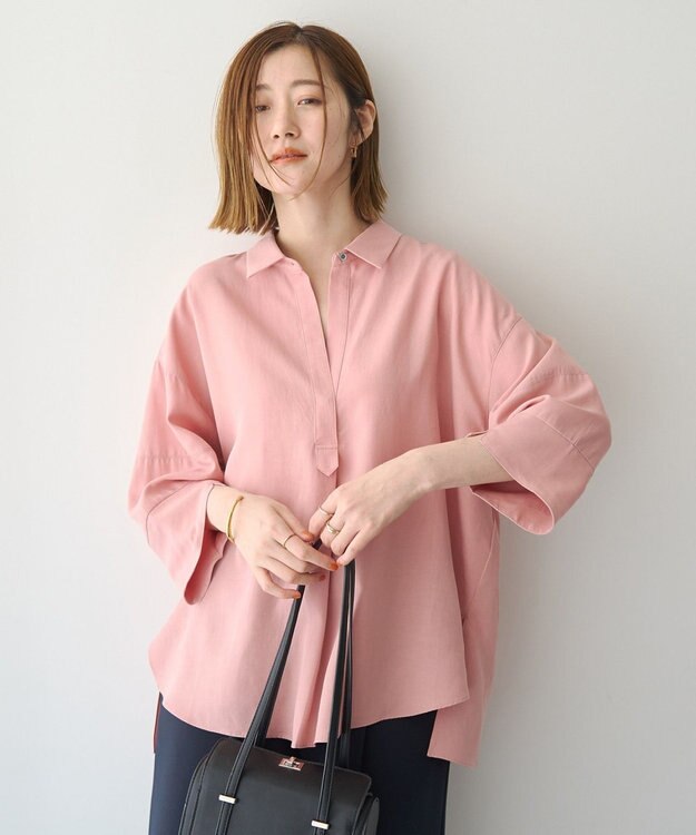 YECCA VECCA バルーン袖スキッパーシャツ Pink