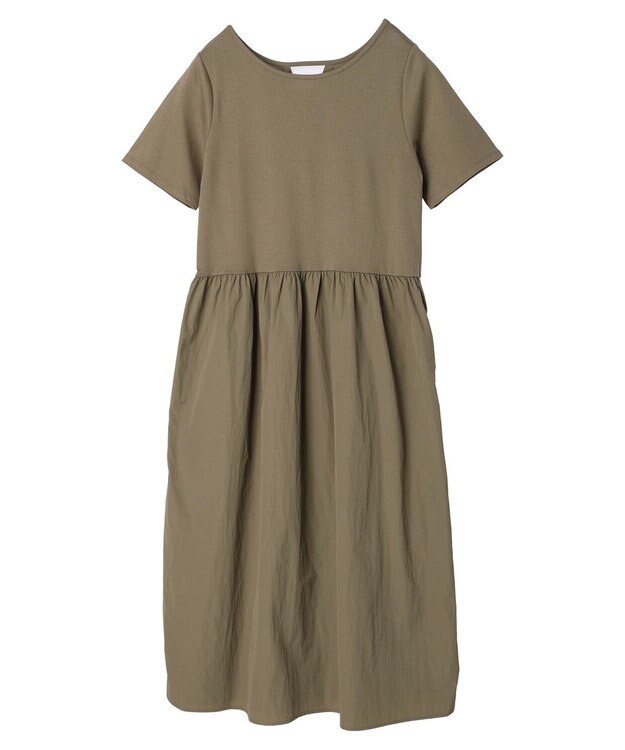 Green Parks Ｂ．ドッキングボリュームギャザーワンピース Black