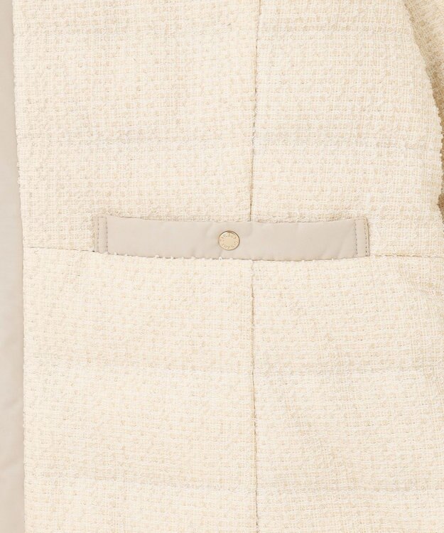 ANY SIS L 【2WAY】ツイードノーカラー ダウンジャケット アイボリー