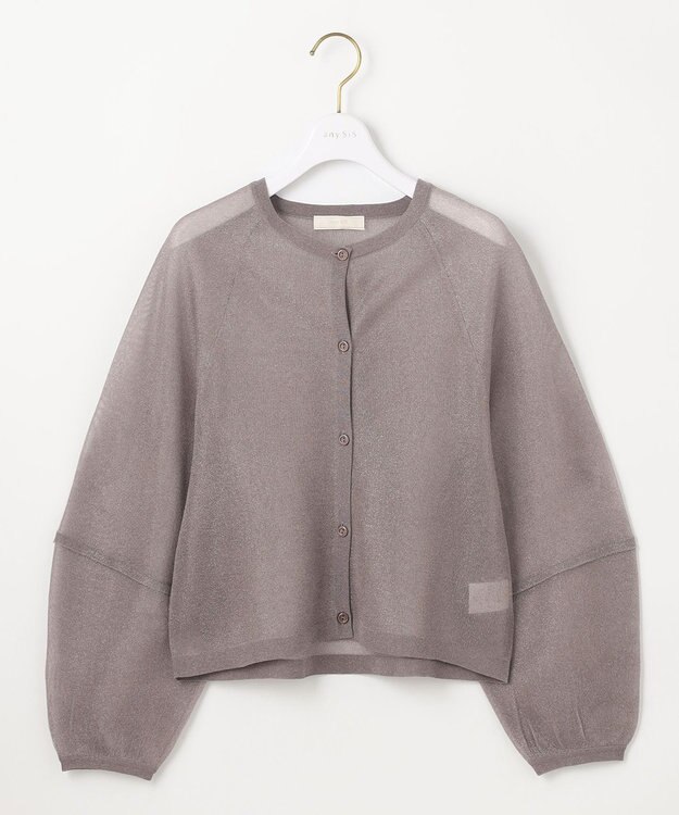 ANY SIS 【洗える】シアーランタンスリーブ カーディガン モカ