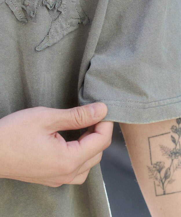 WEGO 【ユニセックス着用ITEM/MLサイズ展開】ブリーチダメージアップリケT（SS） グレー