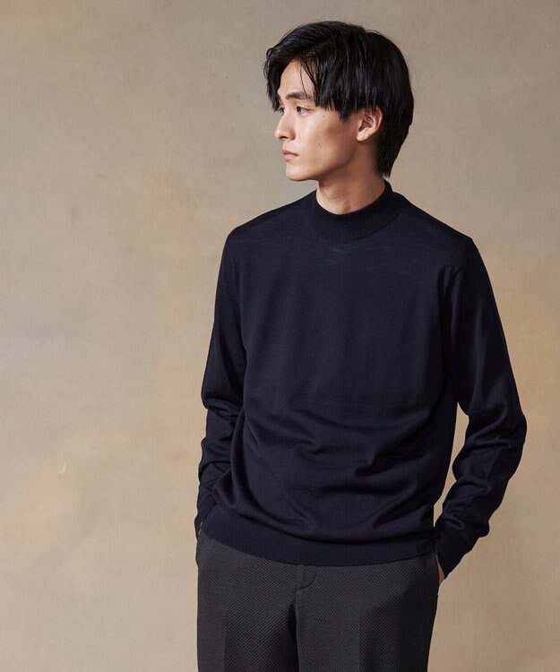 J.PRESS MEN モックネック ニット ネイビー系