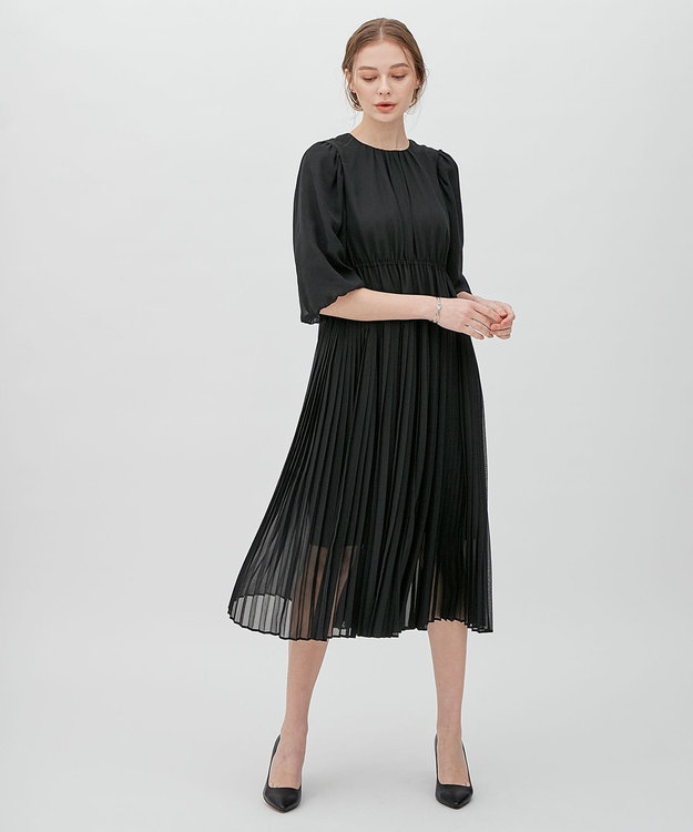 23区 L 【APPLAUDIR】シフォンジョーゼット ドレス ブラック系