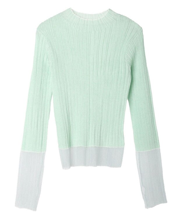 earth music&ecology シアー配色リブプルオーバー Green