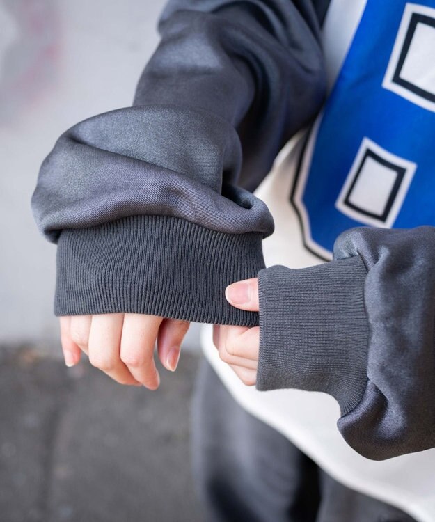 WEGO VネックナンバリングサテンBIGスウェット スミクロ