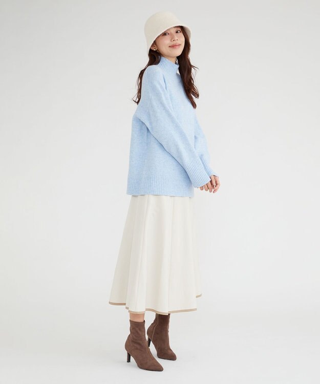 Feroux 【洗える】バイカラーフレア スカート アイボリー系