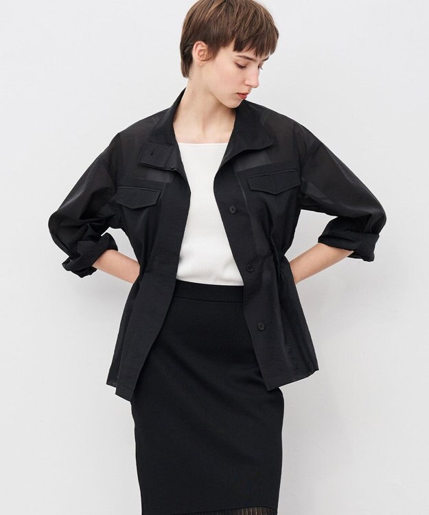 uncrave シアーオーガンジー ミリタリーブルゾン ブラック