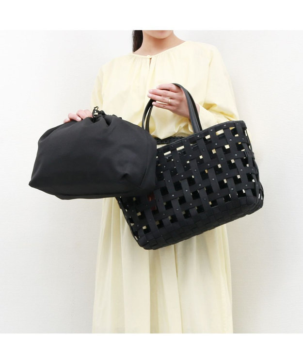 UNBILLION ペルケ perche / テープ透かし格子トートバッグL ブラック