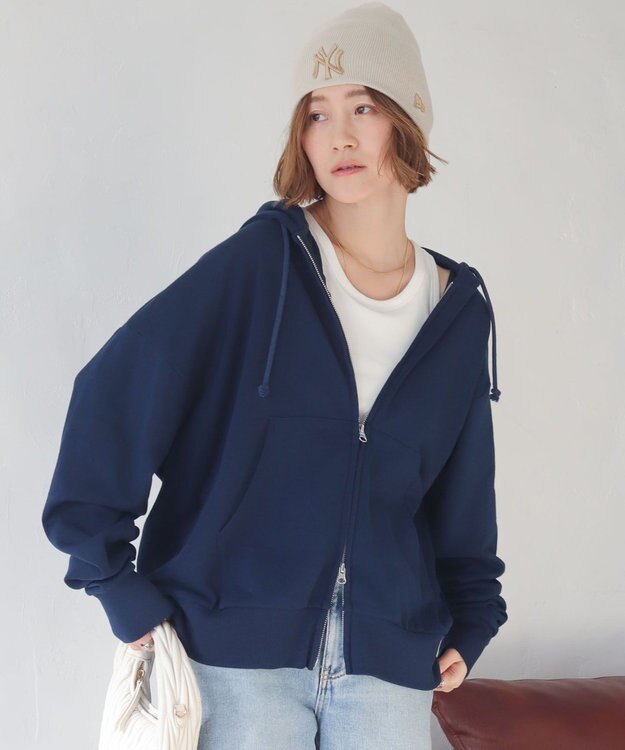 WEGO 【ユニセックス着用ITEM/MLサイズ展開】コンパクトフィットダブルZIPパーカー ネイビー