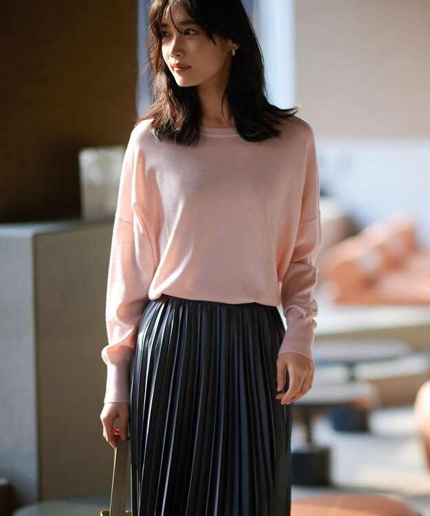 23区 【12色展開/新色追加】ウーステッドウール ビッグシルエット ニット ピンク系