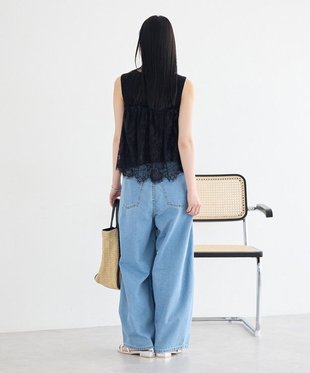 earth music&ecology タックバルーンデニム Light Indigo