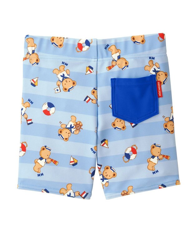 MIKI HOUSE HOT BISCUITS 【ミキハウス】【80-110cm】ミキハウスベア ５分丈水着 ブルー