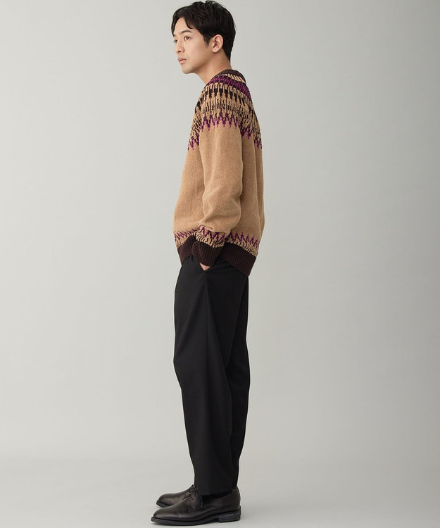 UNFILO MENS ライトモール ノルディックニット キャメル×ブラウン