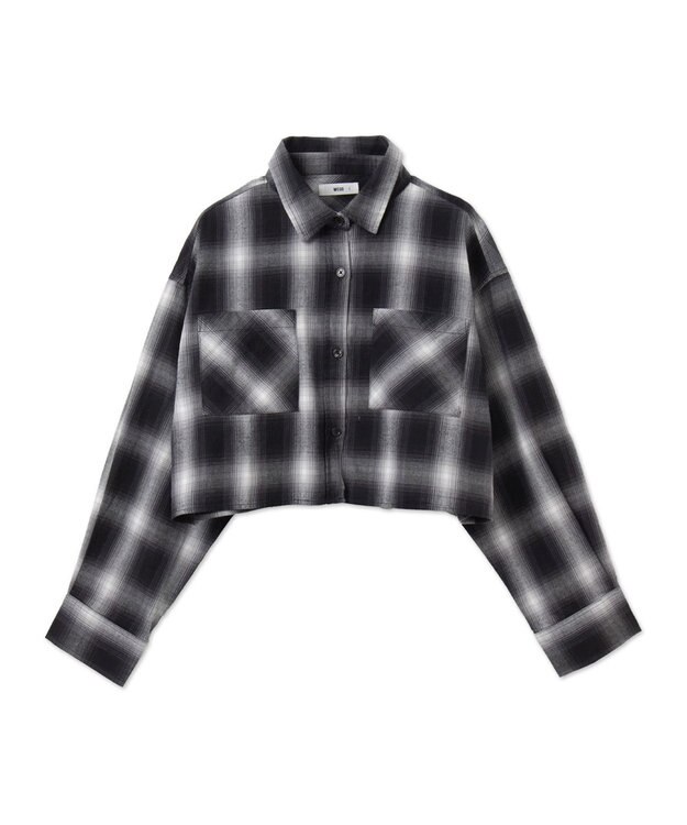 WEGO オンブレチェックショートシャツ ブラックチェック1