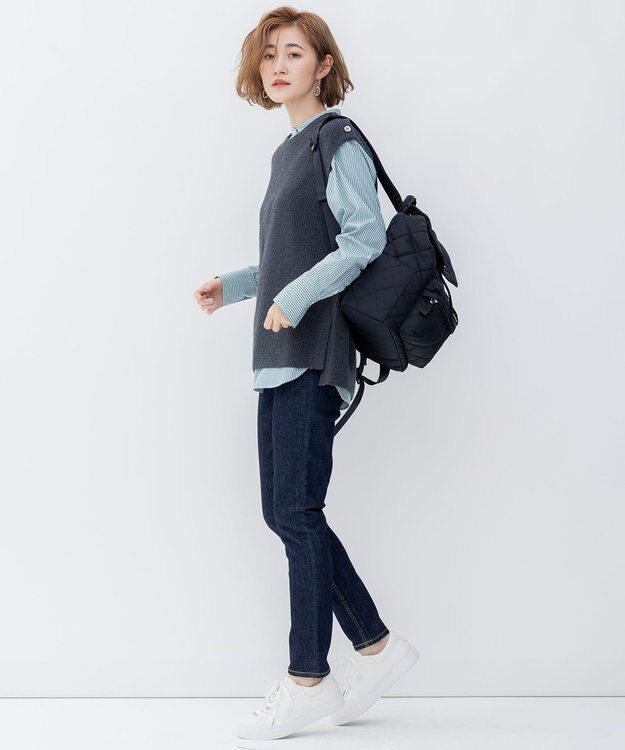 23区 【洗える】コットンカシミヤ ニットベスト グレー系