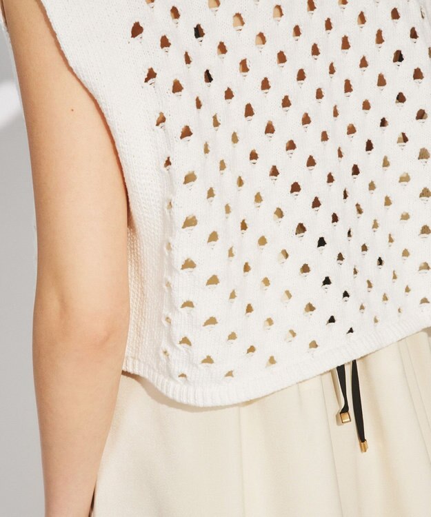 GRACE CONTINENTAL スラッシュニットトップ ホワイト