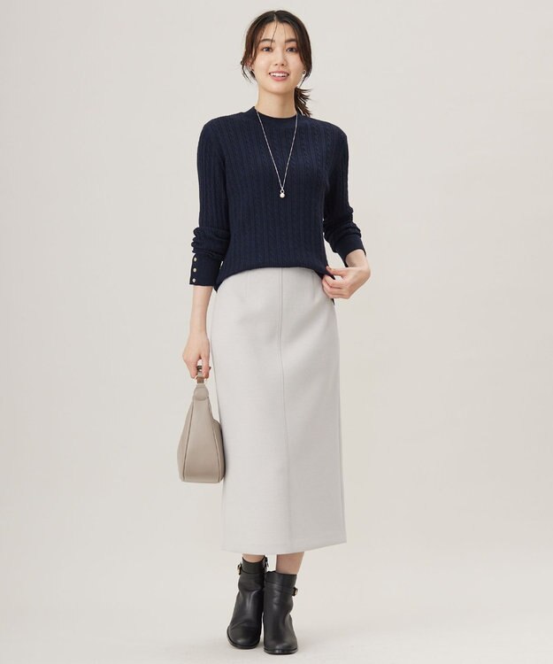 J.PRESS LADIES 【洗える】KNIT BASIC クルーネック ニット トップネイビー系