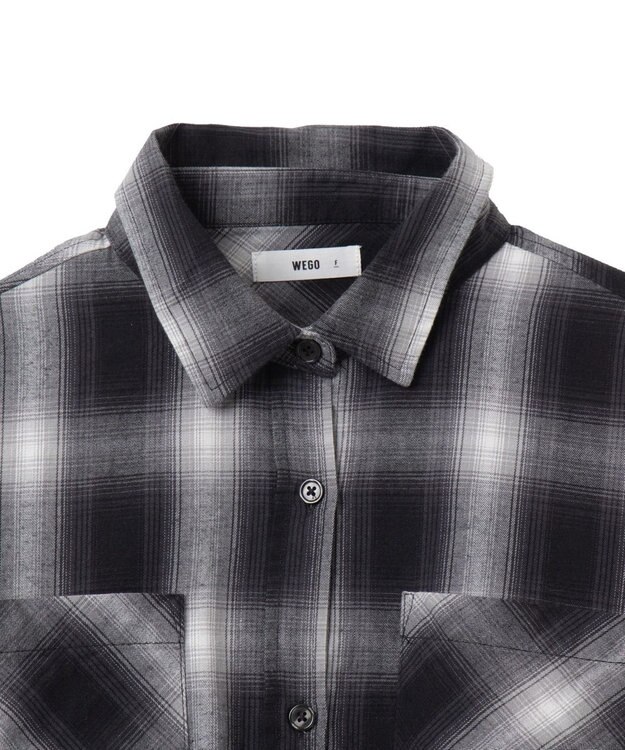 WEGO オンブレチェックショートシャツ ブラックチェック1