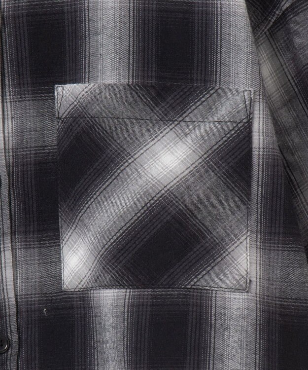 WEGO オンブレチェックショートシャツ ブラックチェック1