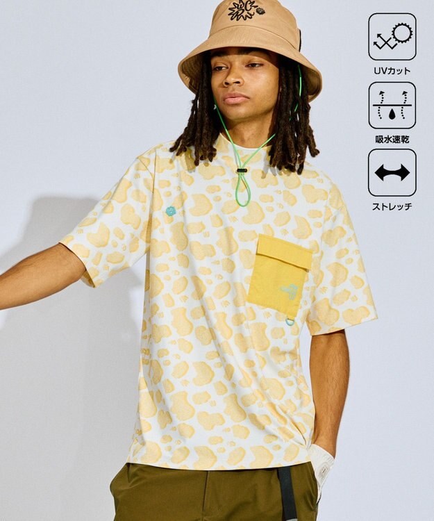 PW CIRCULUS 【UV遮蔽率99.5%  UVカット/速乾/ストレッチ】【MEN】アニマルドットポケットモックT ゴルフ イエロー系5