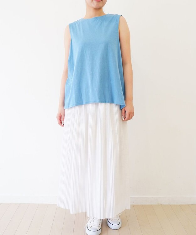 TOQUE 〈大草直子さんアドバイザー〉 【天然素材】タンギス コットン天竺ノースリーブ サックス