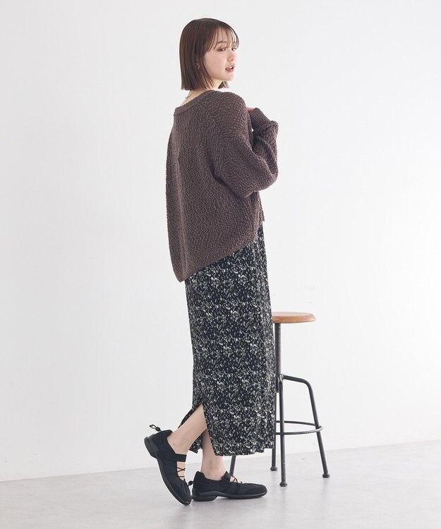 earth music&ecology 【予約】ぽんぽんスキッパーカーディガン ブラウン