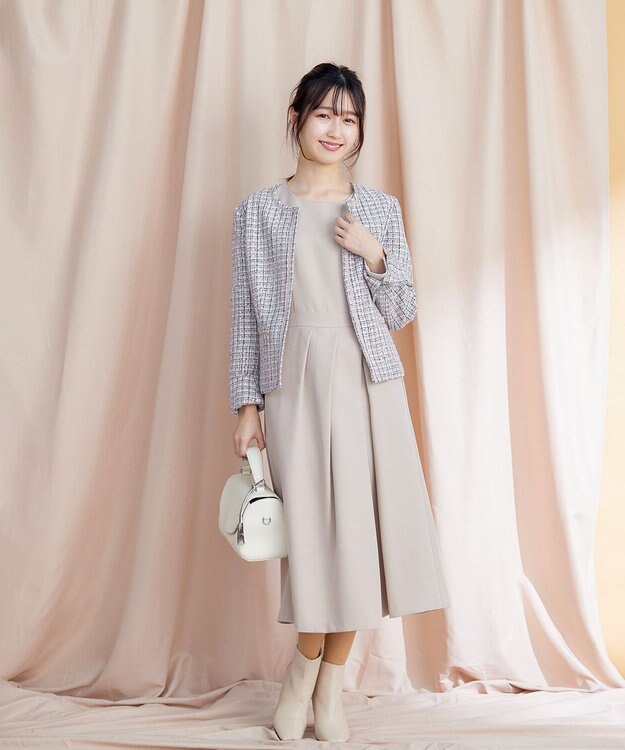 Tiaclasse ラメツイードジャケット サックス