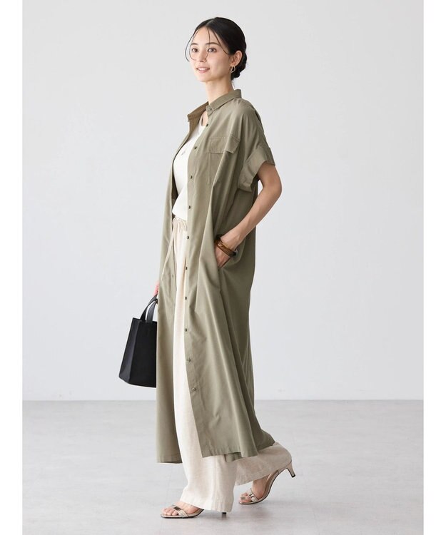 AMERICAN HOLIC 接触冷感＋ＵＶカットＷポケットシャツワンピース Khaki