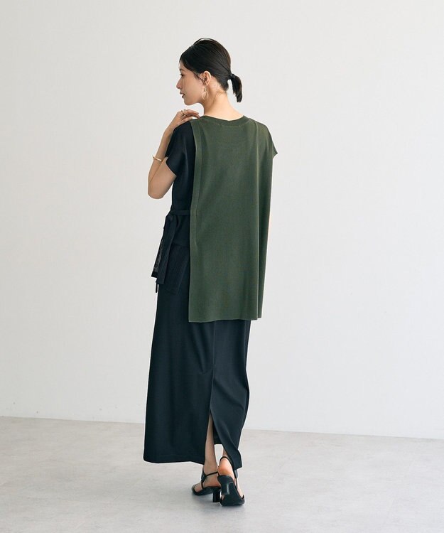YECCA VECCA メッシュ編みレイヤードニット Green
