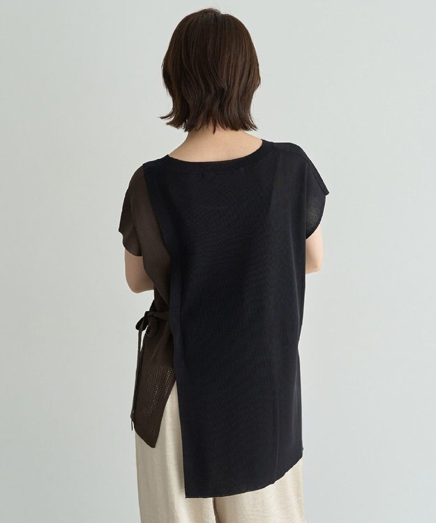 YECCA VECCA メッシュ編みレイヤードニット Green