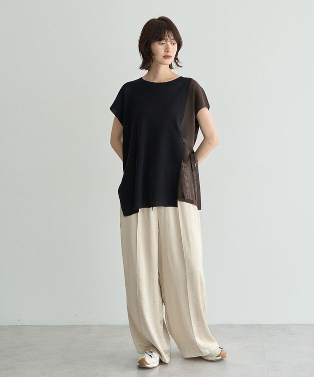 YECCA VECCA メッシュ編みレイヤードニット Green