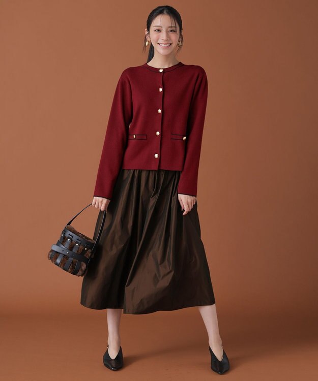 ANY SIS L CICA加工 ニット ジャケット ボルドー