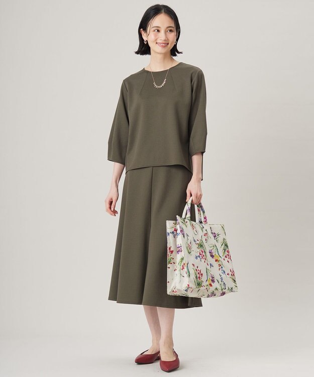 自由区 L 【セットアップ対応・洗える】ブークレダンボール カットソー カーキ