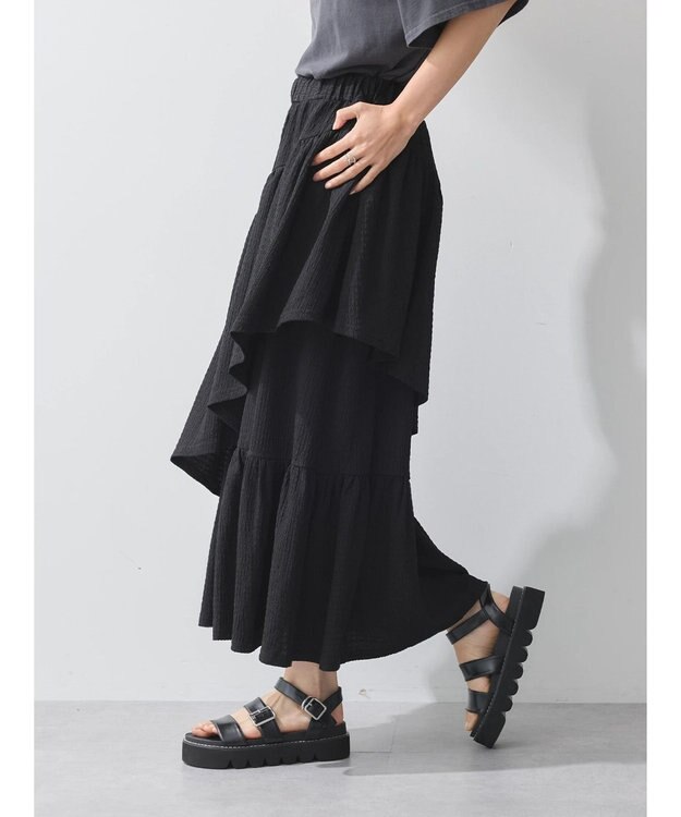 earth music&ecology カットティアードスカート Black