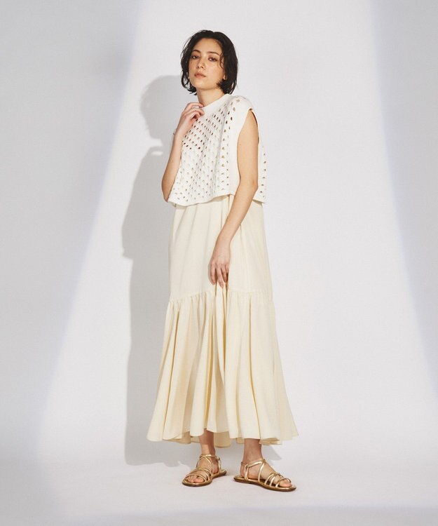 GRACE CONTINENTAL スラッシュニットトップ ホワイト