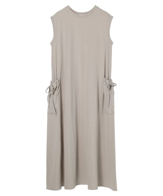 earth music&ecology ギャザーポケットノースリーブワンピース Gray Beige