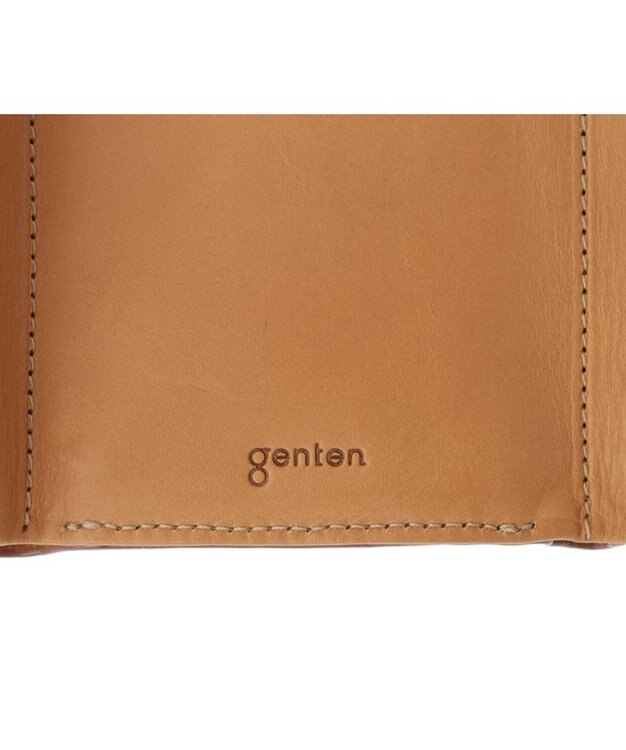 genten 【新型】フレスコ 三つ折り財布 ピーチベージュ