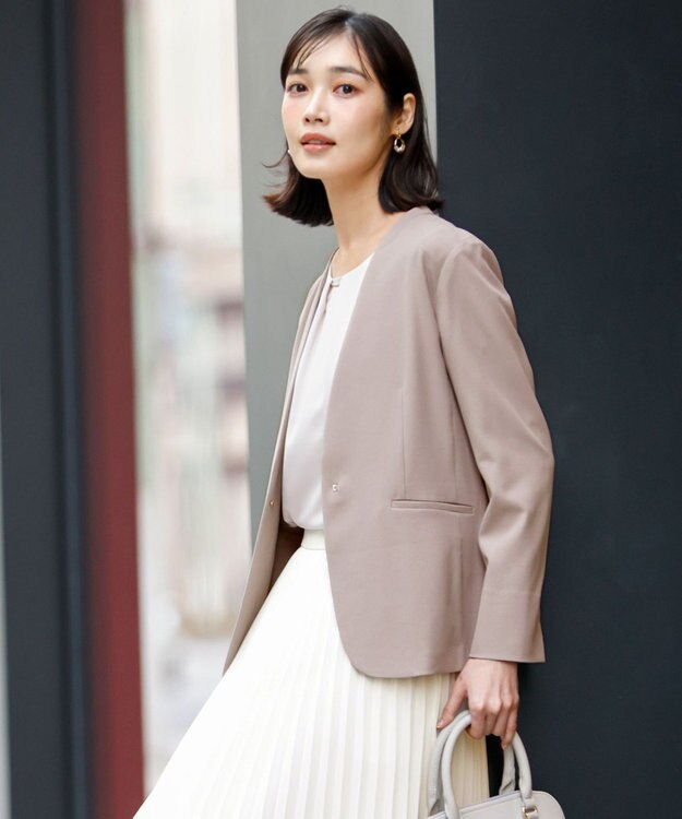 ANY SIS S スマートビューティストレッチカラーレス ジャケット グレージュ