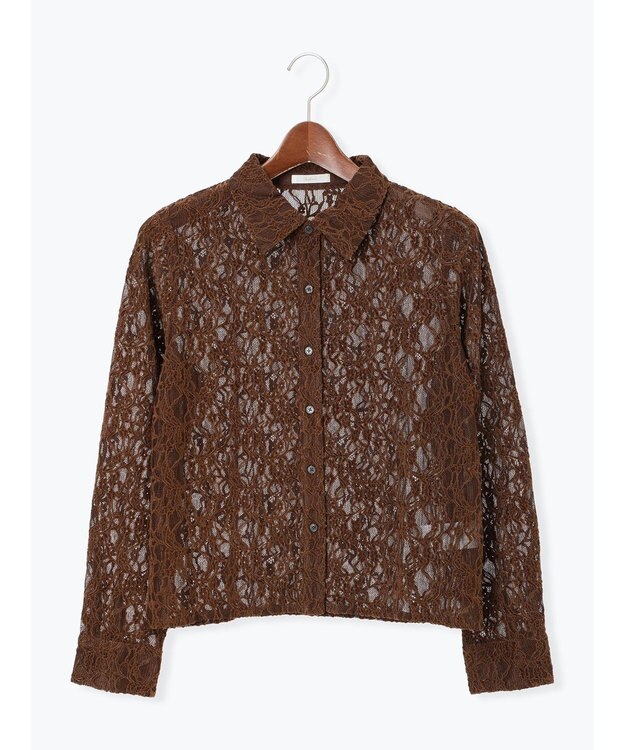 Te chichi 起毛レースシャツ ブラウン